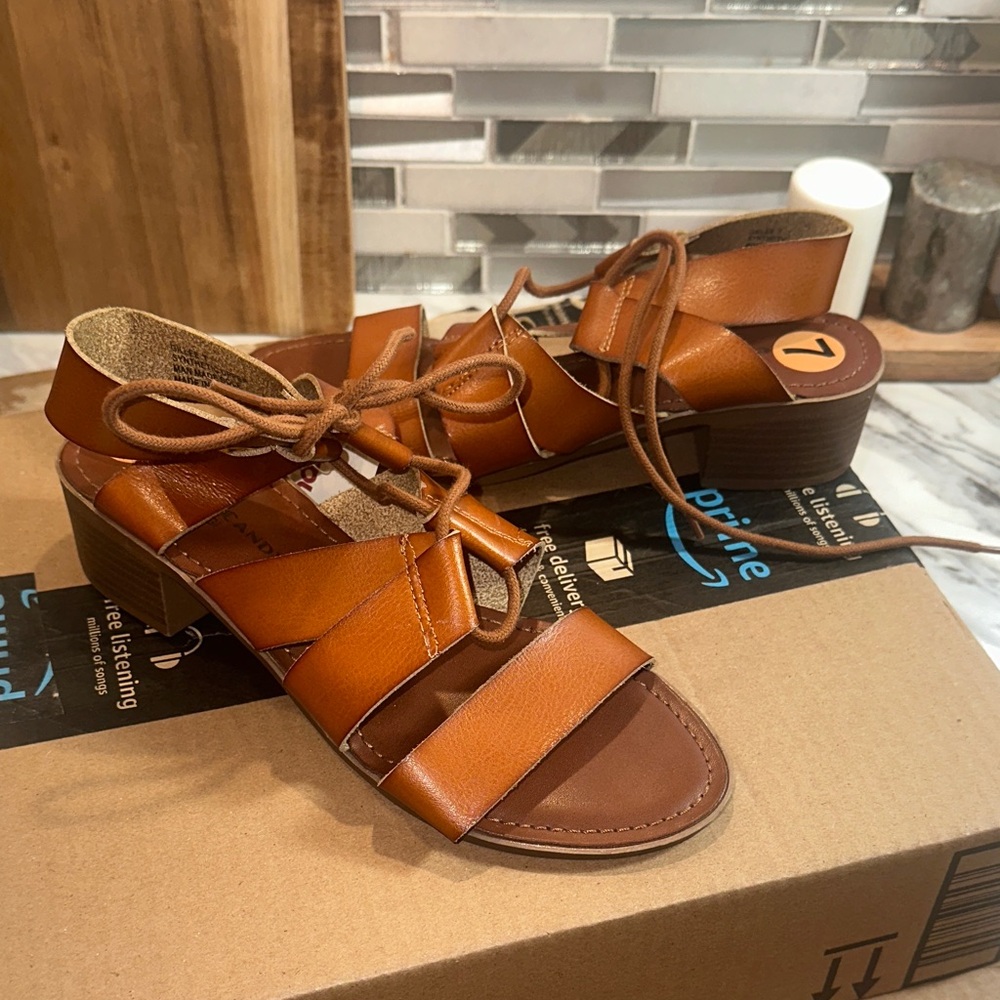 Tan Lace Up Sandals